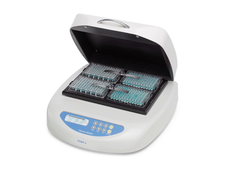 Thermoshaker for microplates, holds 4 standard microplates, ambient +5°C to +60°C